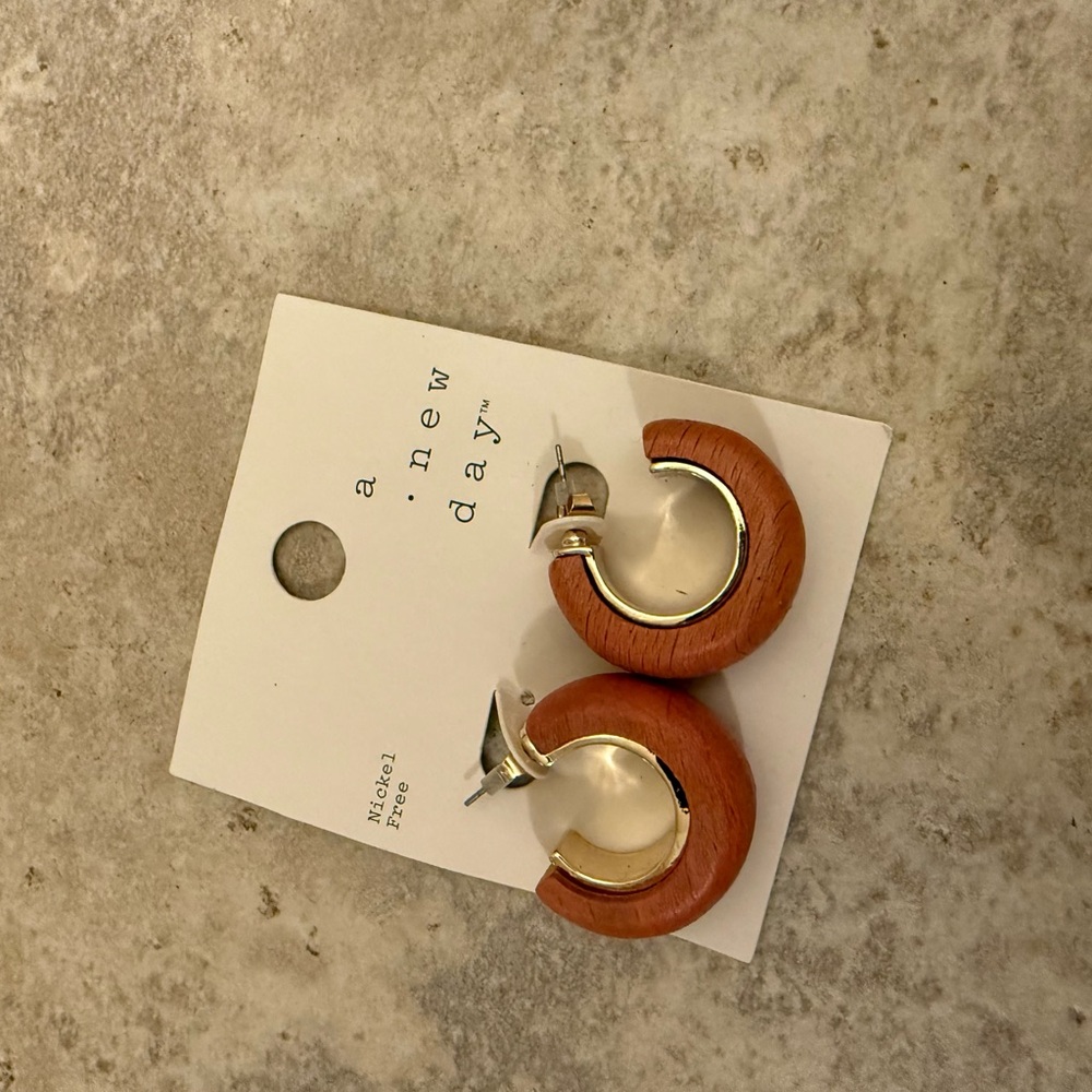 NWT orange wood earrings